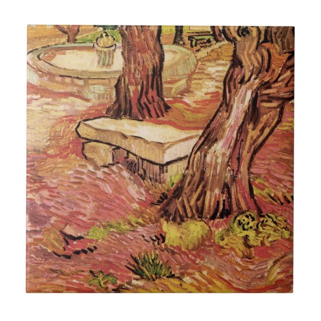 Van Gogh Stone Bench im Garten, St Paul Hospital Fliese (Vorderseite)