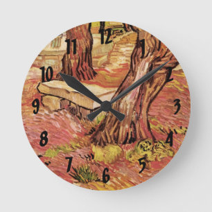 Van Gogh Stone Bench im Garten, St Paul Hospital Runde Wanduhr