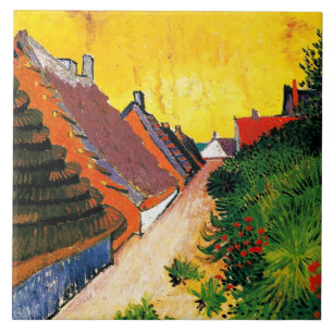 Van Gogh - Straße in Saintes-Maries, Vintage Kunst Fliese