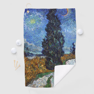 Van Gogh Straße mit Zypressen Impressionismus Golfhandtuch