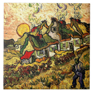 Van Gogh: Strohdachhäuser im Sonnenschein Fliese