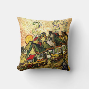 Van Gogh: Strohdachhäuser im Sonnenschein Kissen