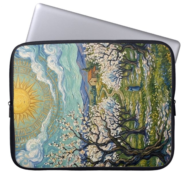 Van Gogh Style Almond Orchard Sunlit Blossom  Laptopschutzhülle (Vorderseite)