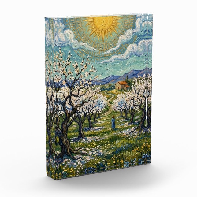 Van Gogh Style Almond Orchard Sunlit Spring  Fotoblock (Links)