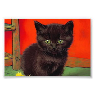 Van Gogh Style Black Cat Fotodruck
