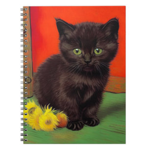 Van Gogh Style Black Cat Notizblock