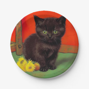 Van Gogh Style Black Cat Pappteller