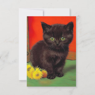 Van Gogh Style Black Cat RSVP Karte