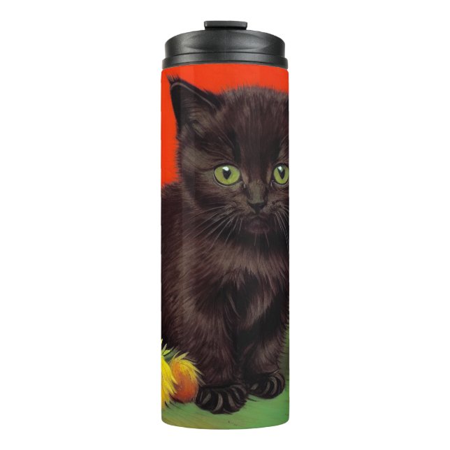 Van Gogh Style Black Cat Thermosbecher (Vorderseite)