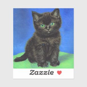 Van Gogh Style Black Kitten Aufkleber