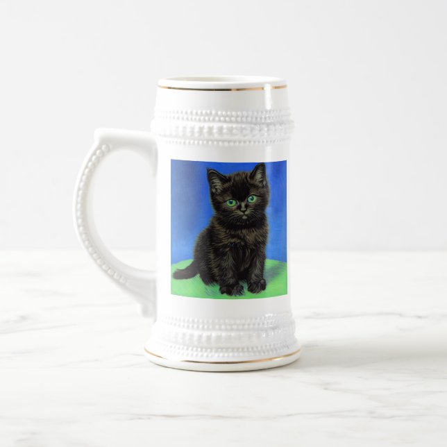Van Gogh Style Black Kitten Bierglas (Links)