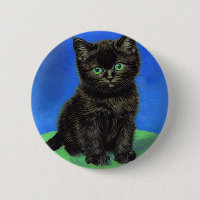 Van Gogh Style Black Kitten