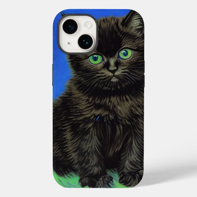 Van Gogh Style Black Kitten Case-Mate iPhone Hülle (Rückseite)