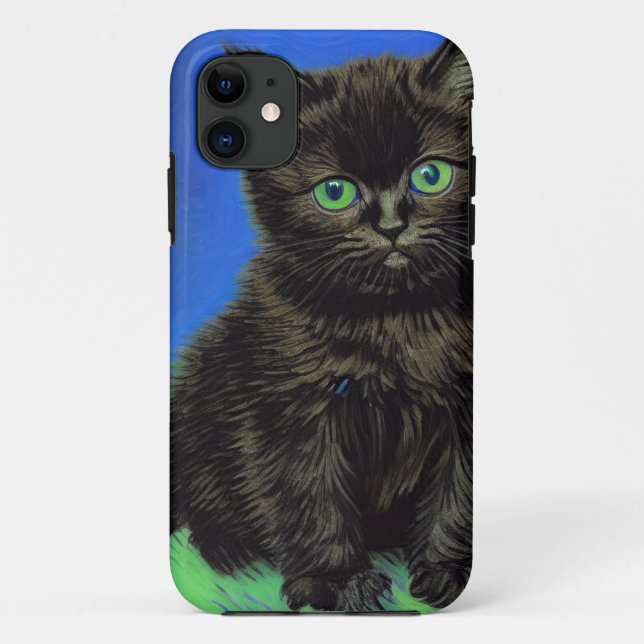 Van Gogh Style Black Kitten Case-Mate iPhone Hülle (Rückseite)