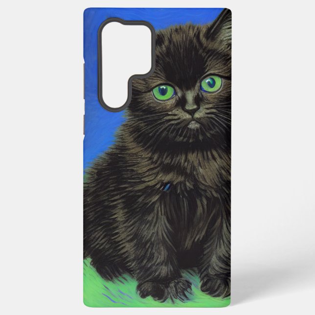 Van Gogh Style Black Kitten Samsung Galaxy Hülle (Rückseite)