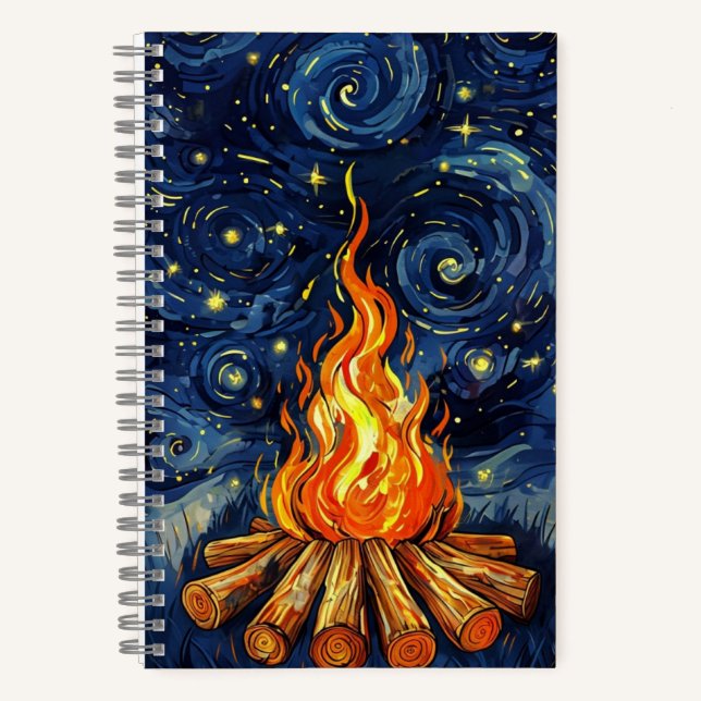 Van Gogh Style Campfire Notizbuch (Vorderseite)