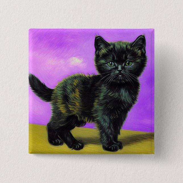 Van Gogh Style Cat Button (Vorderseite)