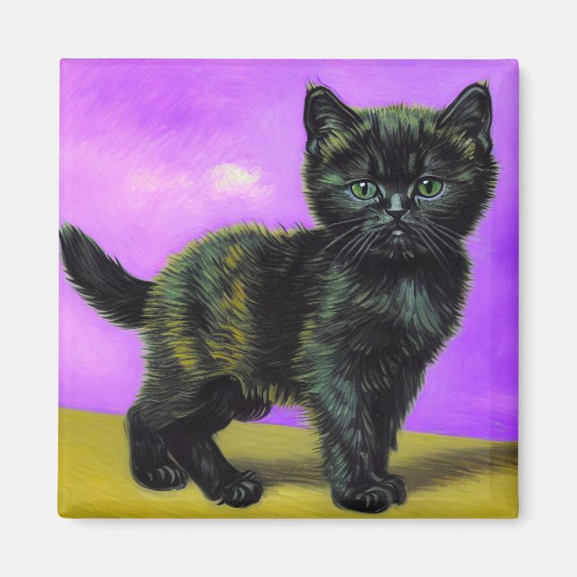 Van Gogh Style Cat Magnet (Vorne)