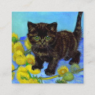 Van Gogh Style Cat mit Sonnenblumen Begleitkarte
