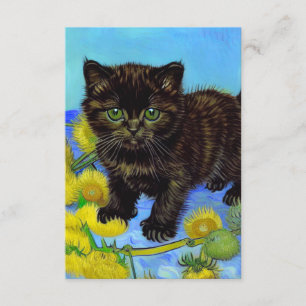 Van Gogh Style Cat mit Sonnenblumen Begleitkarte