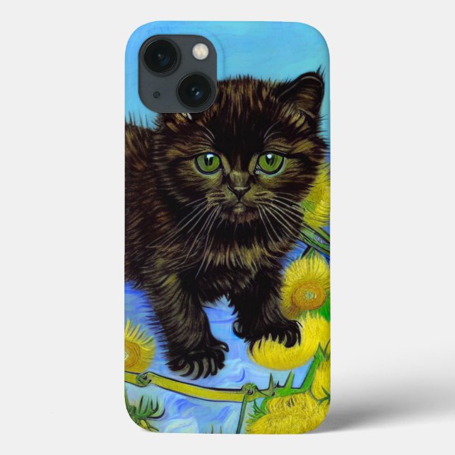 Van Gogh Style Cat mit Sonnenblumen Case-Mate iPhone Hülle (Rückseite)