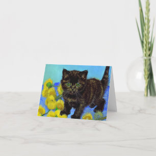 Van Gogh Style Cat mit Sonnenblumen Einladung