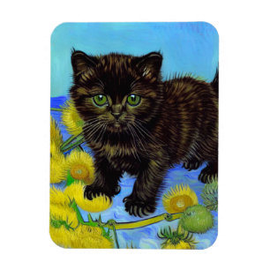 Van Gogh Style Cat mit Sonnenblumen Magnet
