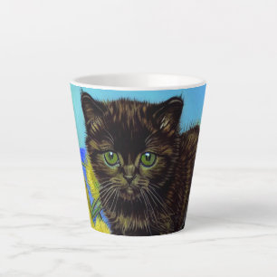 Van Gogh Style Cat mit Sonnenblumen Milchtasse