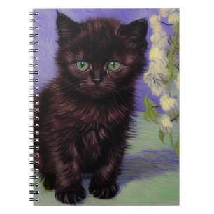Van Gogh Style Cat mit weißen Blume Notizblock