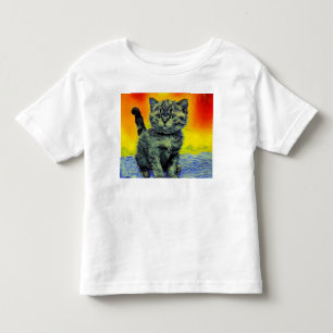 Van Gogh Style Cat Sunset Beach Kleinkind T-shirt