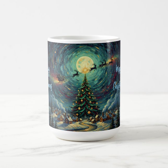 Van Gogh Style Christmas Coffee Mug Santa Sleigh Kaffeetasse (Mittel)