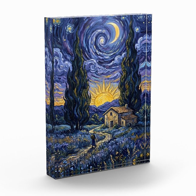 Van Gogh Style Cypress Dusk Midnight Starry Night  Fotoblock (Links)