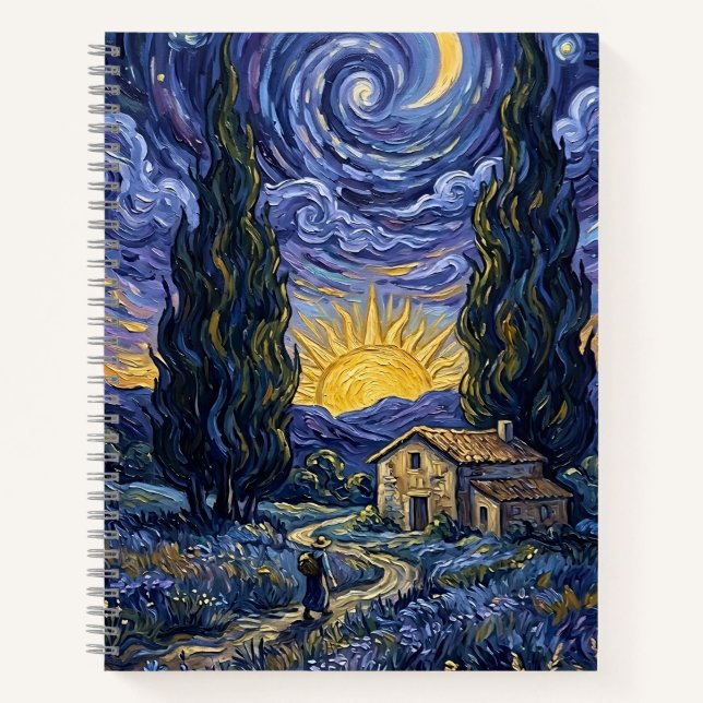 Van Gogh Style Cypress Dusk Starry Night Art  Notizbuch (Vorderseite)