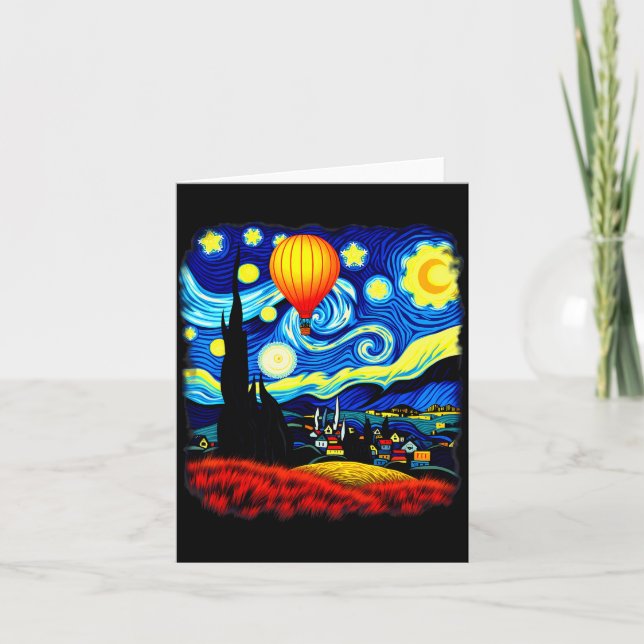 Van Gogh Style Hot Air Balloon Starry Night  Karte (Vorderseite)