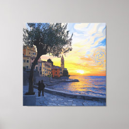Van Gogh Style Ligurian Sunset – Stretch Canvas Leinwanddruck