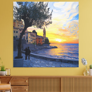 Van Gogh Style Ligurian Sunset – Stretch Canvas Leinwanddruck