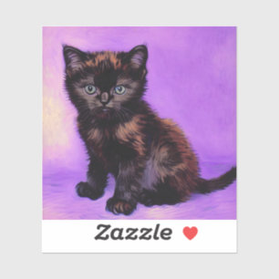 Van Gogh Style Lila Cat Aufkleber