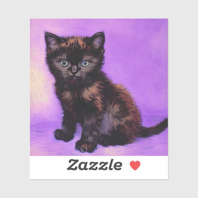 Van Gogh Style Lila Cat Aufkleber (Blatt)