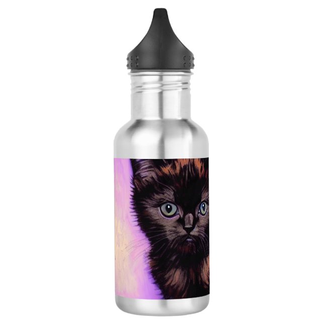 Van Gogh Style Lila Cat Edelstahlflasche (Links)