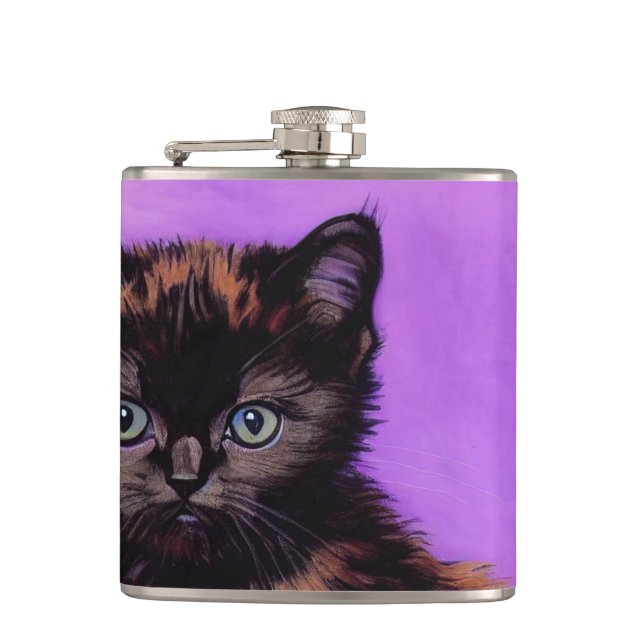 Van Gogh Style Lila Cat Flachmann (Vorderseite)
