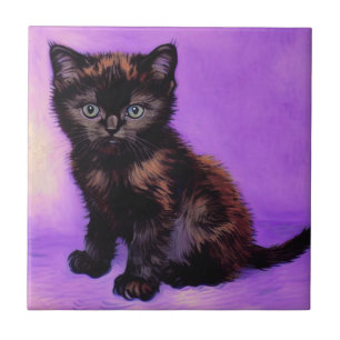 Van Gogh Style Lila Cat Fliese