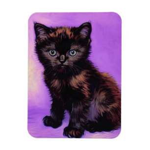Van Gogh Style Lila Cat Magnet