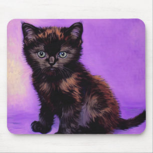 Van Gogh Style Lila Cat Mousepad