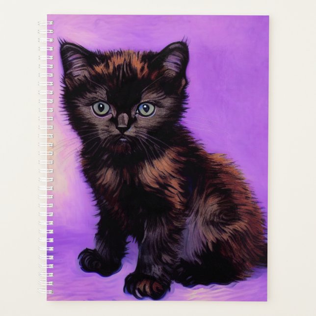 Van Gogh Style Lila Cat Planer (Vorderseite)