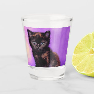 Van Gogh Style Lila Cat Schnapsglas