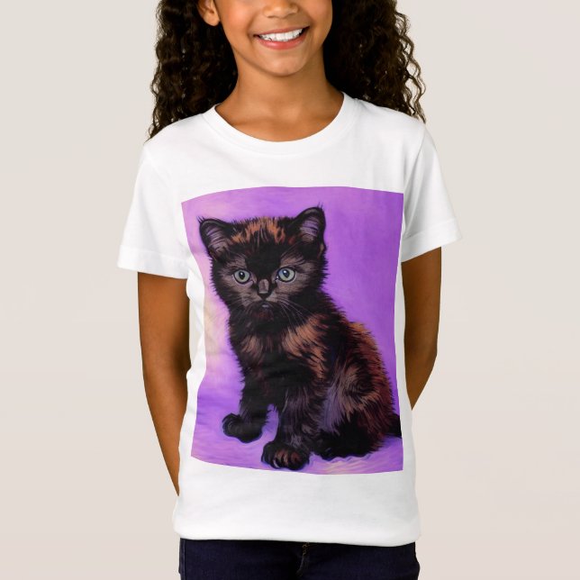 Van Gogh Style Lila Cat T-Shirt (Vorderseite)
