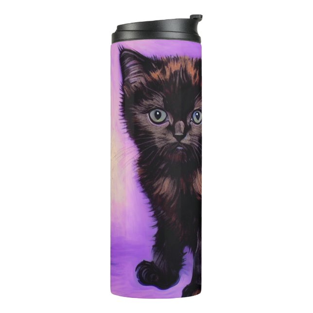 Van Gogh Style Lila Cat Thermosbecher (Nach links gedreht)