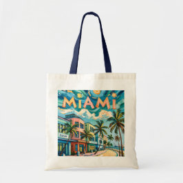 Van Gogh Style Miami Ocean Drive Colorful Beach Tragetasche