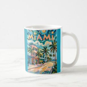 Van Gogh Style Miami Ocean Drive Farbige Strand Kaffeetasse