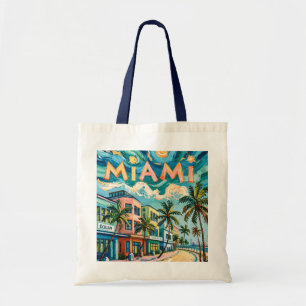 Van Gogh Style Miami Ocean Drive Farbige Strand Tragetasche
